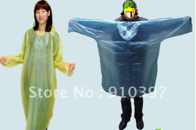 Free shipping Wholesale  Disposable PE Raincoat /Poncho/Rainwear