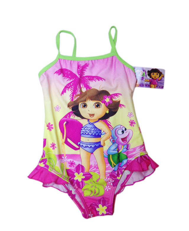 Free Shipping wholesale dora 4pcs/lot girl's bathing suit children swimwear swimsuit 2-8 years one pieces 2colors