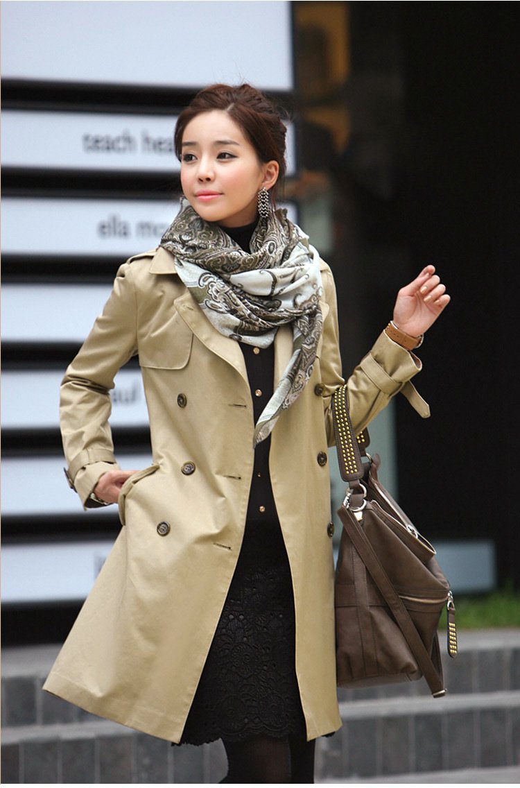 Free Shipping+Wholesale Double Breasted Long Trench Coat For Women Slim (5 pcs/Lot ,mix orders)