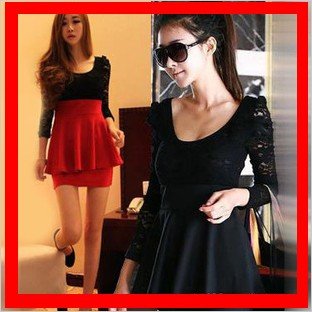 Free Shipping Wholesale&Dropship Fashion Dress, Spring Dresses, Elegnat Lace Black Dress / 2 color/RG8010