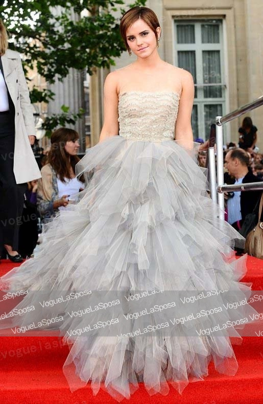 Free shipping Wholesale Emma Watson Tulle Prom Dress Harry Potter And The Deathly Hallows Part 2 London Premiere