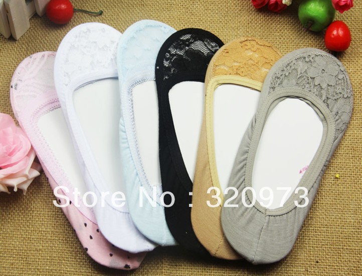 Free shipping Wholesale Fashion Ladies Sexy Invisible Lace Sock Slippers Footwear Boat Socks 12pairs/lot