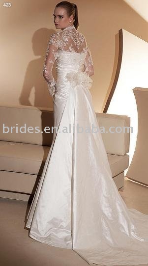 Free shipping wholesale fashion long sleeves with lace unique bridal jacket,white wedding bolero WJ718