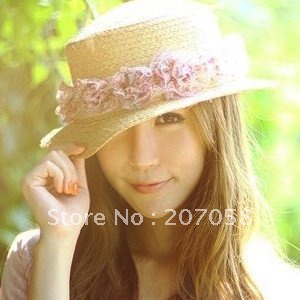 FREE SHIPPING Wholesale fashion panama hat (lot) / STRAW  hat with flower ring  summer hat