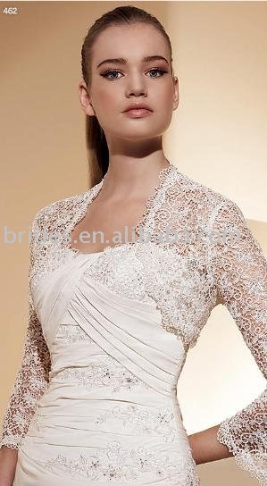 Free shipping wholesale fashion white short sleeves with lace unique bridal wedding jacket,bridal wedding bolero WJ714