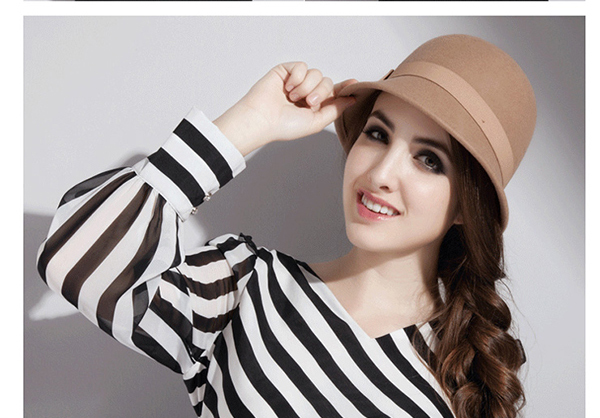 Free Shipping Wholesale Fashion Woolen Millinery Women Hat Fedoras Cap Fashionable Hats Holiday Caps British Style Bow A0010244