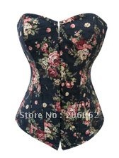 Free shipping- wholesale floral  denim corset,Dropshipping available
