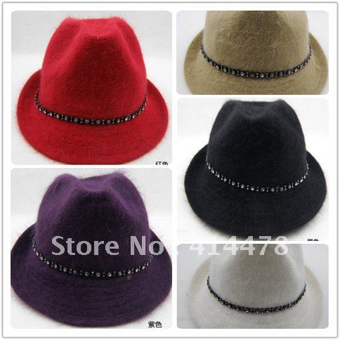 Free Shipping,Wholesale Fur+Polyester+Acrylic Federo Hats Women, Fashion Winter Trilby Hat ,Hot Selling!Best Quality!