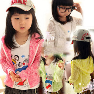 Free shipping  wholesale Girls clothing child long-sleeve T-shirtair conditioning shirt sun protection shirt autumn outerwear