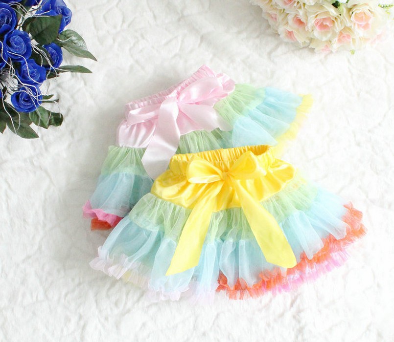 Free Shipping Wholesale Girls Summer Lace Skirts kids colorful tulle skirt toddler girls fashion bow skirt 4pcs/lot