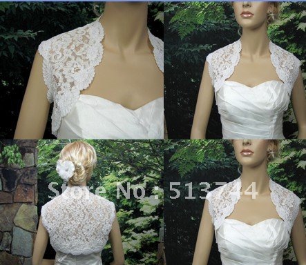 free shipping  wholesale  Gorgeous sleeveless bridal embroidered lace bolero wedding bolero jacket
