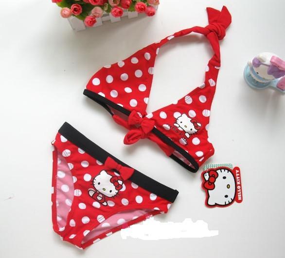 Free Shipping Wholesale  Hello Kitty Girl Bikini Kid Swimwear  Swimsuit 5 sizes girls gift