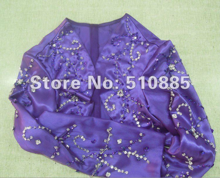 Free shipping Wholesale High Quality Real sampel purple import satin all crystal and beaded long sleeve jacket/shawl 2013