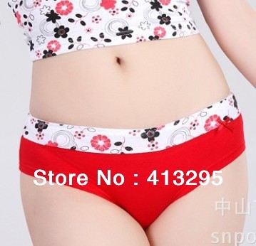 Free Shipping Wholesale high quality soft cotton Ladies red underwear Briefs BN203
