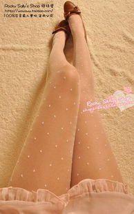 Free shipping wholesale high quality Super hot XiaoLaJiao with paragraph small dot tights show thin leg show