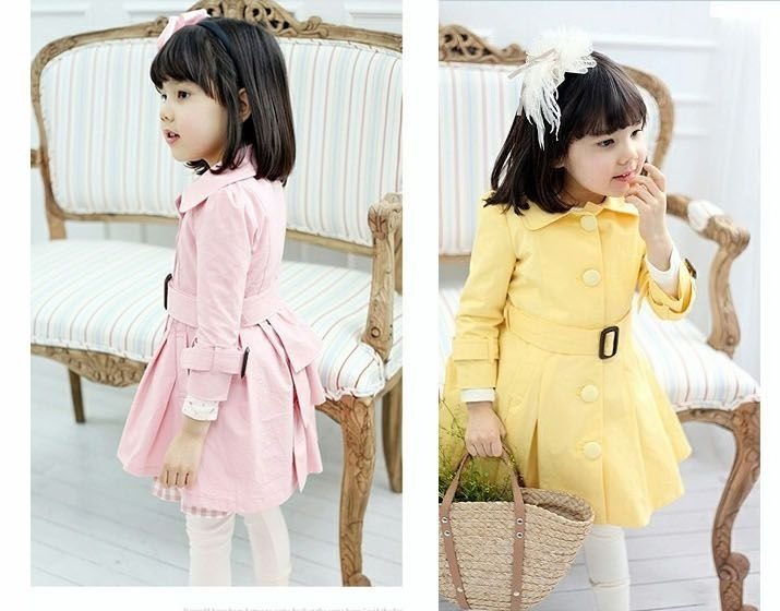 Free shipping wholesale high qulity  baby princess long coat girl's windbreaker in 5sizes 2colors(90-130cm tall)