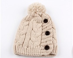 free shipping wholesale-hot 2012 new women hat Button twisted knitted hat female knitting wool warm hat