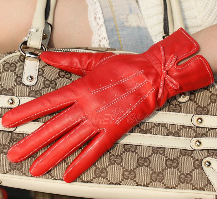 Free shipping,wholesale,hot sale ladies red leather glove