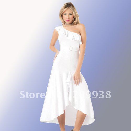 Free shipping wholesale hot sell new  sexy one-shoulder prom dress,white ball gown dresses,women 2012 dress