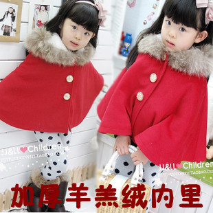 Free shipping wholesale Infant children's clothing female child baby autumn winter thickening cloak mantissas cape outerwear