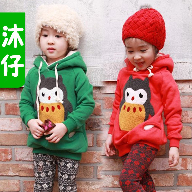 Free shipping wholesale Infant primary clothing child baby girls long-sleeve fleece with a hood sweatshirt hoodie outerwear