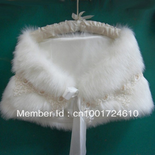 Free Shipping Wholesale Ivory Faux Fur Bridal Wrap Wedding Bridal Shawl Stole Wraps for Wedding Dress 92cm*27cm In Stock