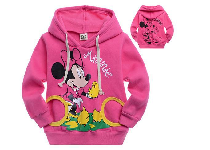 Free Shipping Wholesale Kid Clothes Girl Minnie Mouse Hoodies with Velvet Inside H_0027