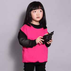 free shipping wholesale kids children's clothing t056 fashion chiffon juxtaposition after racerback sweatshirt