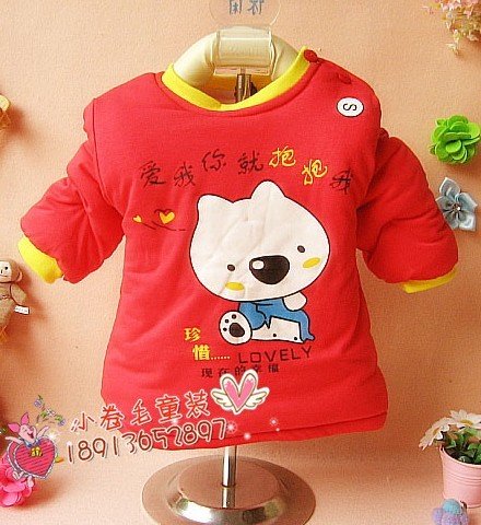 Free shipping wholesale kids keep warm tops baby cartoon undershirt children cotton-padded clothes kids overall