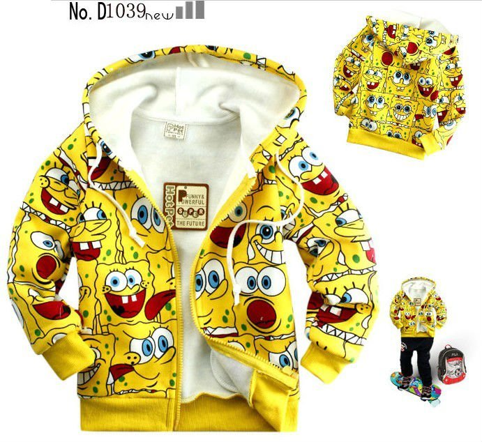Free Shipping Wholesale Kids spongebob girls sweater T-shirt terry cotton long-sleeved jacket 6pcs/lot CS64