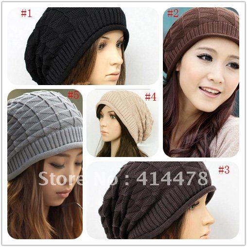 Free Shipping,Wholesale Knit Caps Women,Fashion Crochet Knitting Wool Skull Beanie Caps Women Winter Warm, Hot Sale Ladies Hats