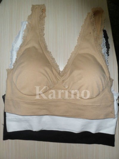 Free Shipping Wholesale Lady's Vest, Women's Breast Binder, Shapers , High Quality 2 Layer Sport Lace Bra with Pad, 3pcs/set
