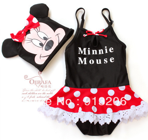 Free Shipping!!! Wholesale Lot Baby Kids Children Girls  Minnie Mouse Swimsuit Swimwear 3-7 Years