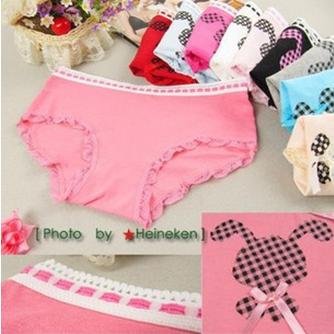 Free shipping!wholesale Lovely cat design lace trimmed cotton women's panties,women briefs, lady underwear with bowknot