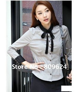 free shipping Wholesale NEW ARRIVAL fashion womens slimming bluse cotton long sleeve blouse tops 8407-Y013