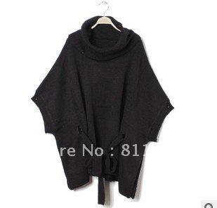 Free Shipping Wholesale New autumn fashion bat sleeve sweater/loose turtle neck frenum lady sweater