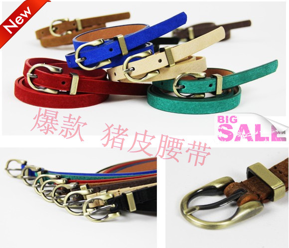 Free Shipping wholesale New Fashion Women's Nice color belt Popular genuine leather belt pigskin one-piece dress decoration belt
