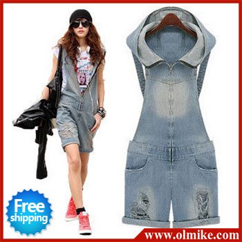 free shipping wholesale price 2012 ladies' designer denim set pants summer short pants jean overalls women blue S M L XL WJ012