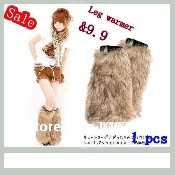 Free Shipping wholesale price A Pair of 35cm fashion Women 's faux fur leg warmers rabbit fur long leggings
