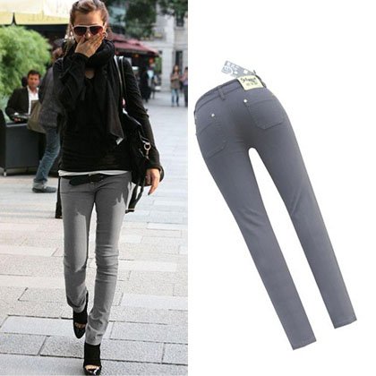 Free Shipping Wholesale Promotion! Fashion Smoky Gray lady pencil pants, women trousers/lady pants/slim jeans NWT AD9076LK