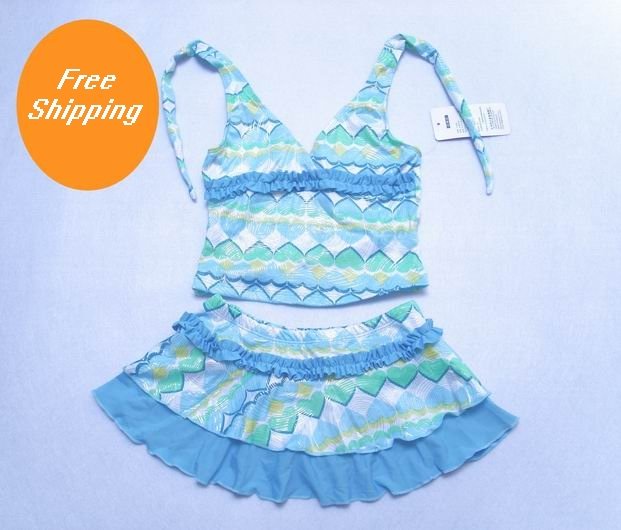 Free shipping  wholesale Quality girls swimwear swimsuits for girl 2 PC Tankinis kids girls swimming suits blue 9 pcs/lot