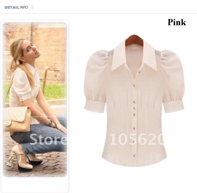 Free shipping Wholesale &Retail Blouses and Shirts women summer short sleeve tops Chiffon blouses for women 2013 Summer