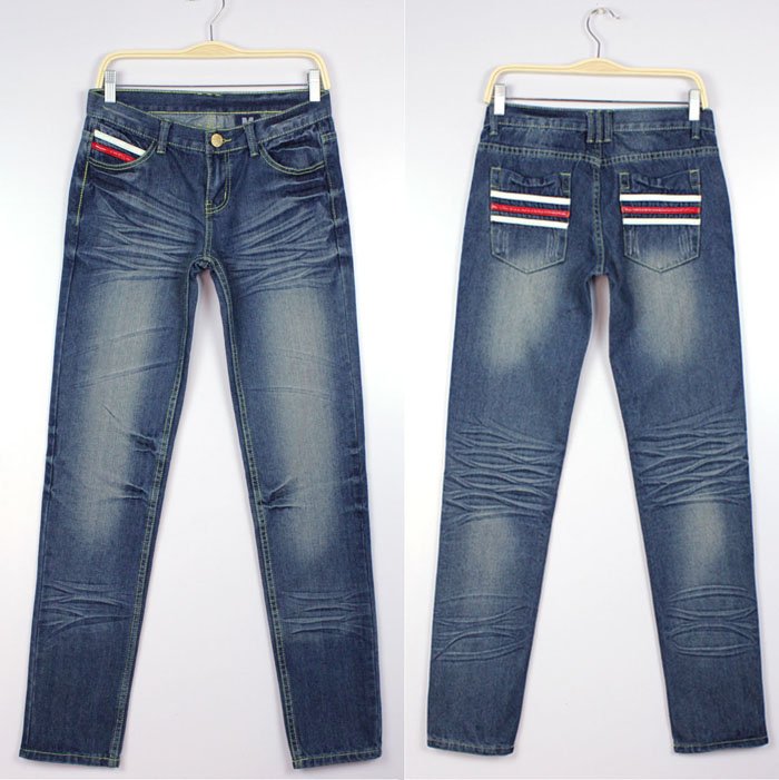 Free Shipping Wholesale/Retail NWT Striped Skin Cool Wind Cowboy Straight Brand Jeans Pants, Women Jeans AD9506LK