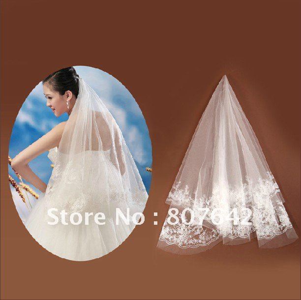 Free shipping wholesale & retail one-layer pearls white bridal veil/wedding veil/bridal accessories Cathedral 150cm Sky-V029