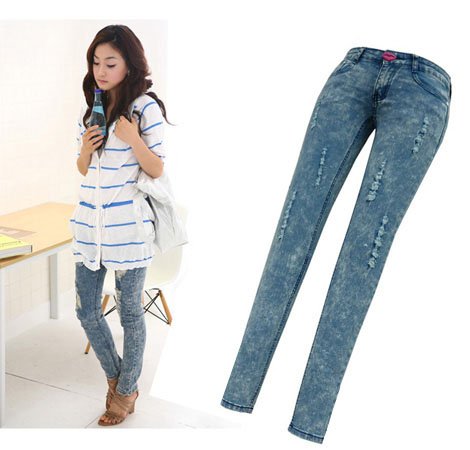 Free Shipping Wholesale/Retail Promotion! Sexy Lips Buckle Snowflake Hole Pencil Pants, Women Jeans AD9518-1LK