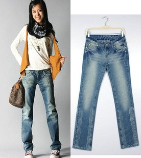 Free Shipping Wholesale/Retail Straight Leg Jeanss, Skinny Jeans Trousers, Women Jeans S~XL AD9451LK