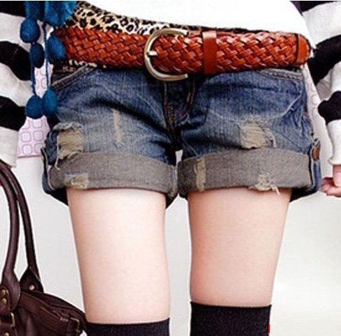 Free Shipping  Wholesale/Retail Vintage Distressed Revers Denim Short Jeans, pants women, jeans woman, AD9050SK