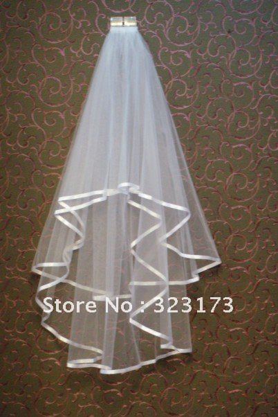 Free Shipping Wholesale Ribbon Edge Wedding Veil Bridal Veil With Comb