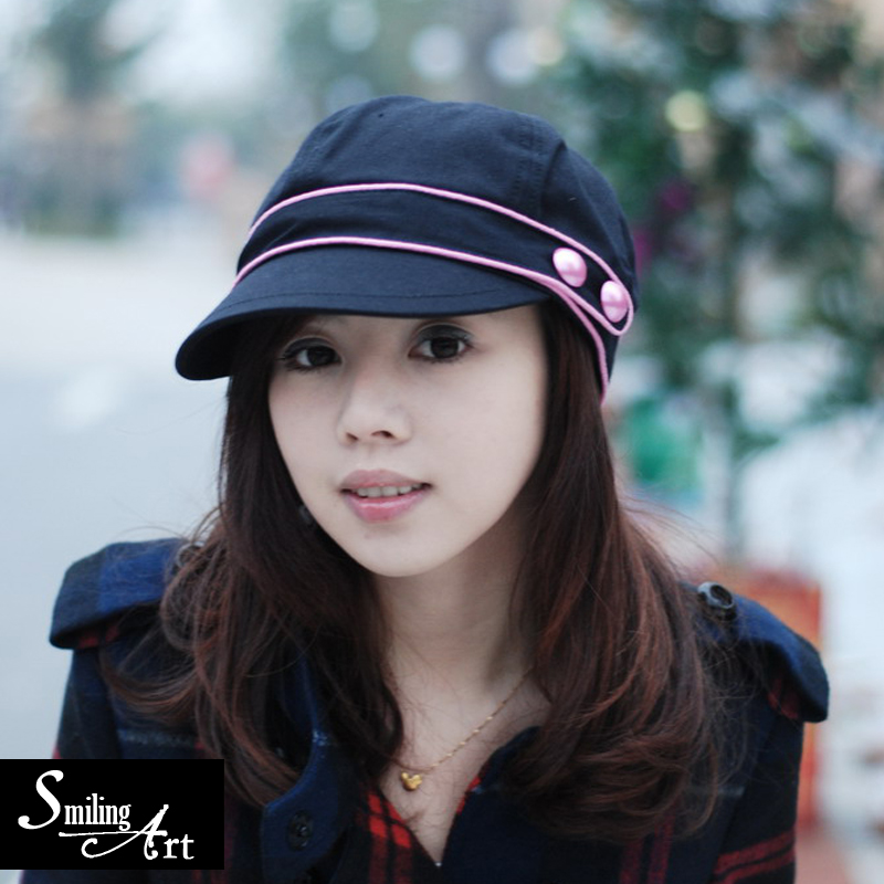 free shipping!wholesale Sa2012 autumn and winter cotton 100% women's octagonal cap bucket hats black