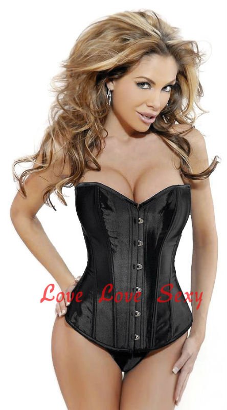 Free shipping!! Wholesale sexy corset black sexy lingerie corset bustier back lace up satin corset S-XXL 809